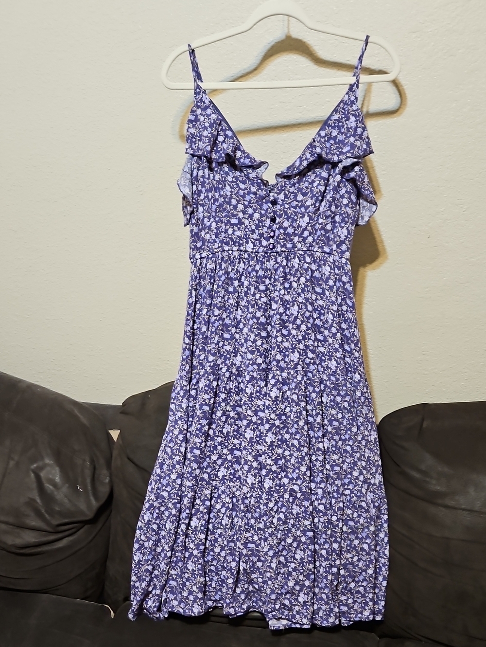 Francesca's Collections Purple Floral Midi Dress